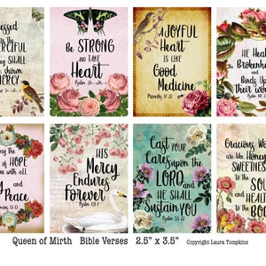 Afdrukbare bijbelverzen Tags ATC 2,5 "x 3,5" inspirerende kunst digitale download journaling kaart wenskaarten kaart maken scrapbook