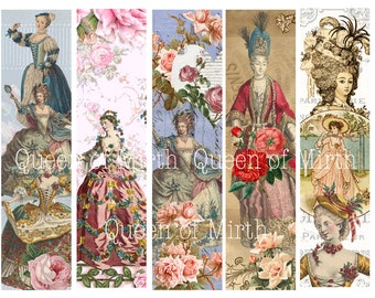 Marie Antoinette Bookmarks Tags Hello Marie Paris French printable digital download collage sheet journaling card junk journal scrapbook