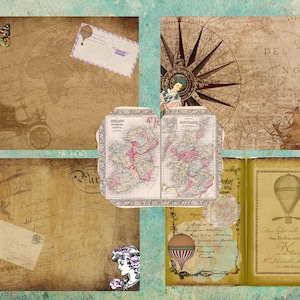 World Travel Boho Journal Kit Scrapbooking Kit digitale download stampabile mappe spazzatura giornale collage arte diario scrapbooking libro