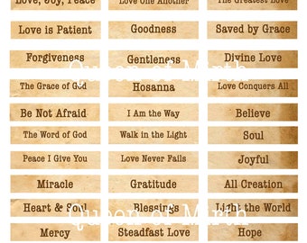 Bible Journaling Words, Faith Sayings, Prayer Journal Prompts, Phrases Instant Download, Digital Collage, Printable Quotes, junk journal