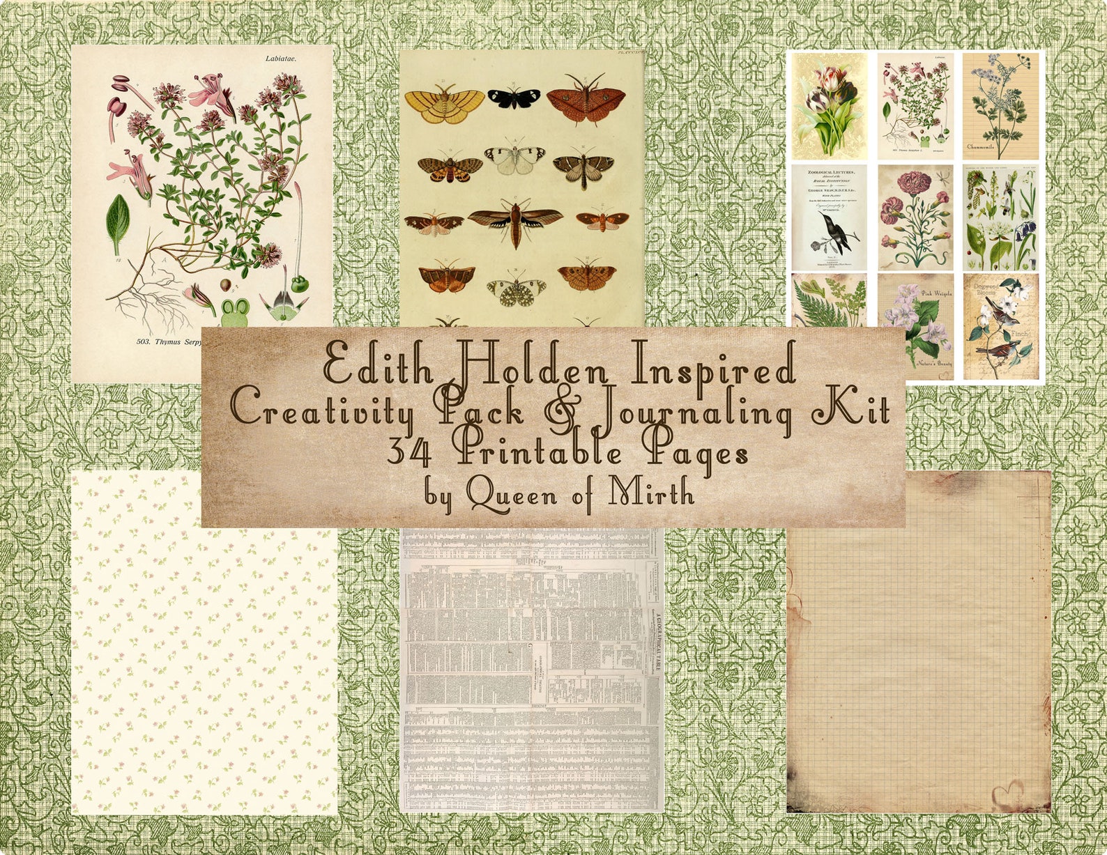 Edith Holden Inspired Creativity Pack Junk Journal Kit Diary - Etsy UK