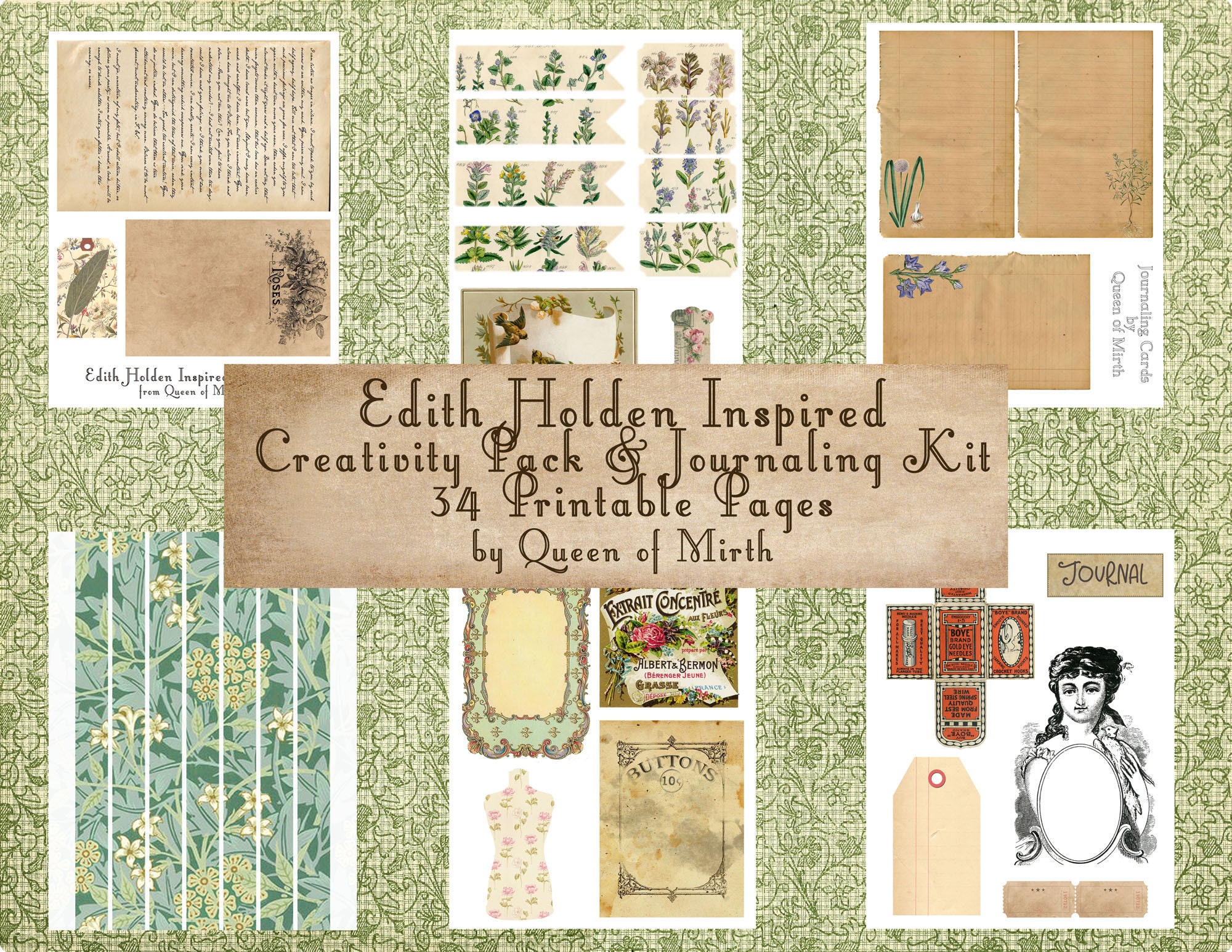 Edith Holden Inspired Creativity Pack Junk Journal Kit Diary of an ...