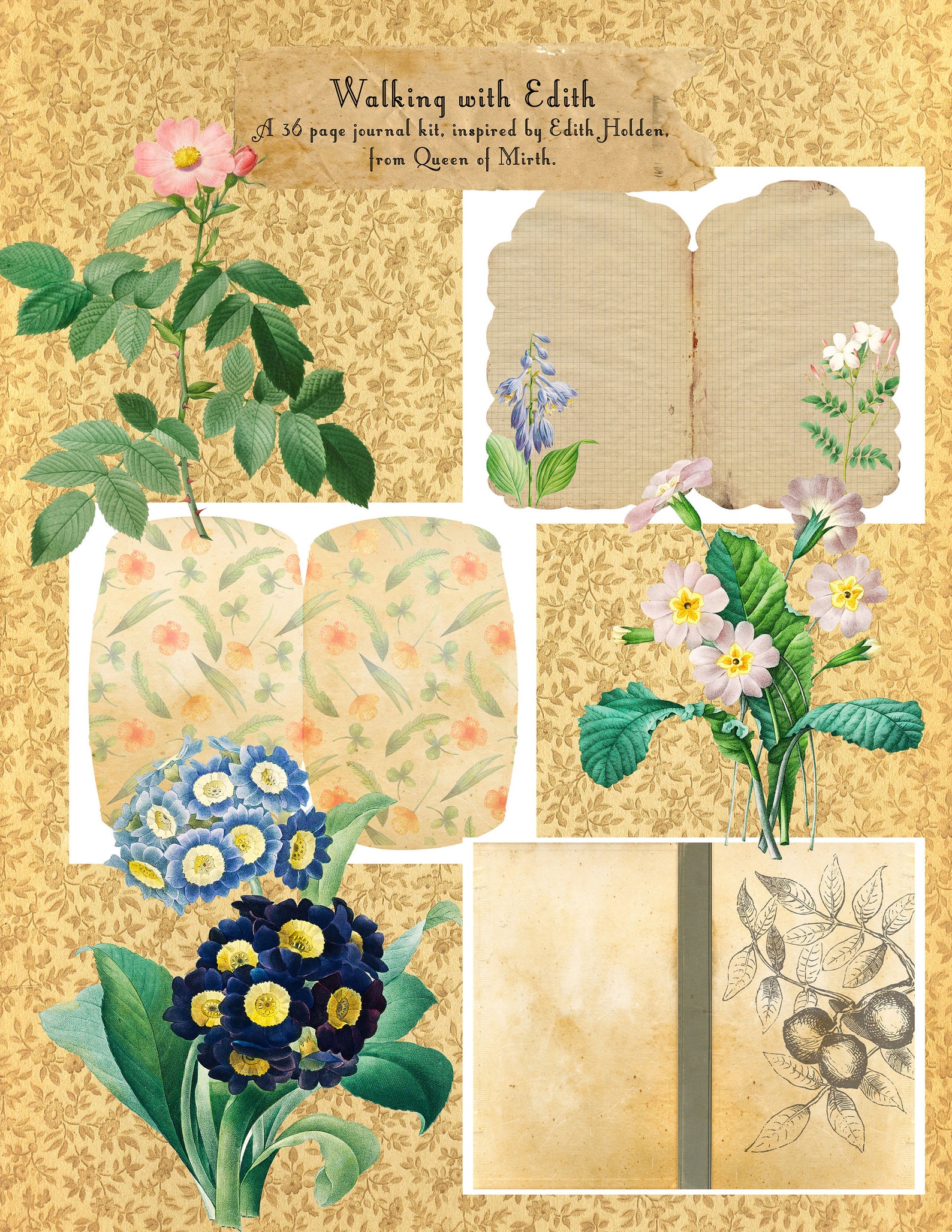 Edith Holden Inspired Junk Journal Kit Diary of an Edwardian Lady ...