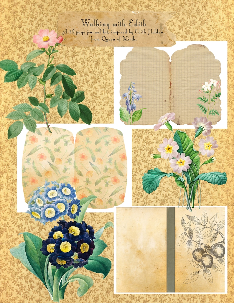 Edith Holden Inspired Junk Journal Kit Diary of an Edwardian - Etsy
