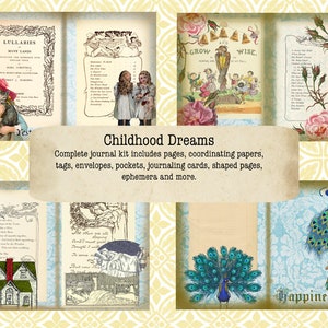 Childhood Dreams Junk Journal Kit Instant Download Victoriaanse kind kinderen digitale vintage collage blad sprookje scrapbooking boek