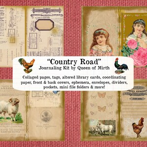 Animali di fattoria digitale stile foglio Agriturismo paese strada Journaling Kit collage scaricare decoupage libro di spazzatura Gazzetta kit journal scrapbooking