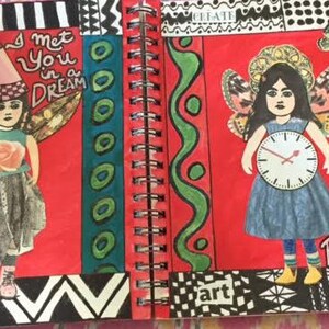 QUEEN OF MIRTH instant download journal doll art paper doll mixed media collage sheet art journal scrapbooking zetti style image 5