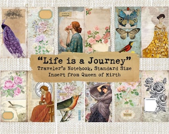 Life is a Journey TN Travelers Notebook Insert Journal Kit Junk Journal Midori Travellers Download digital vintage art journal