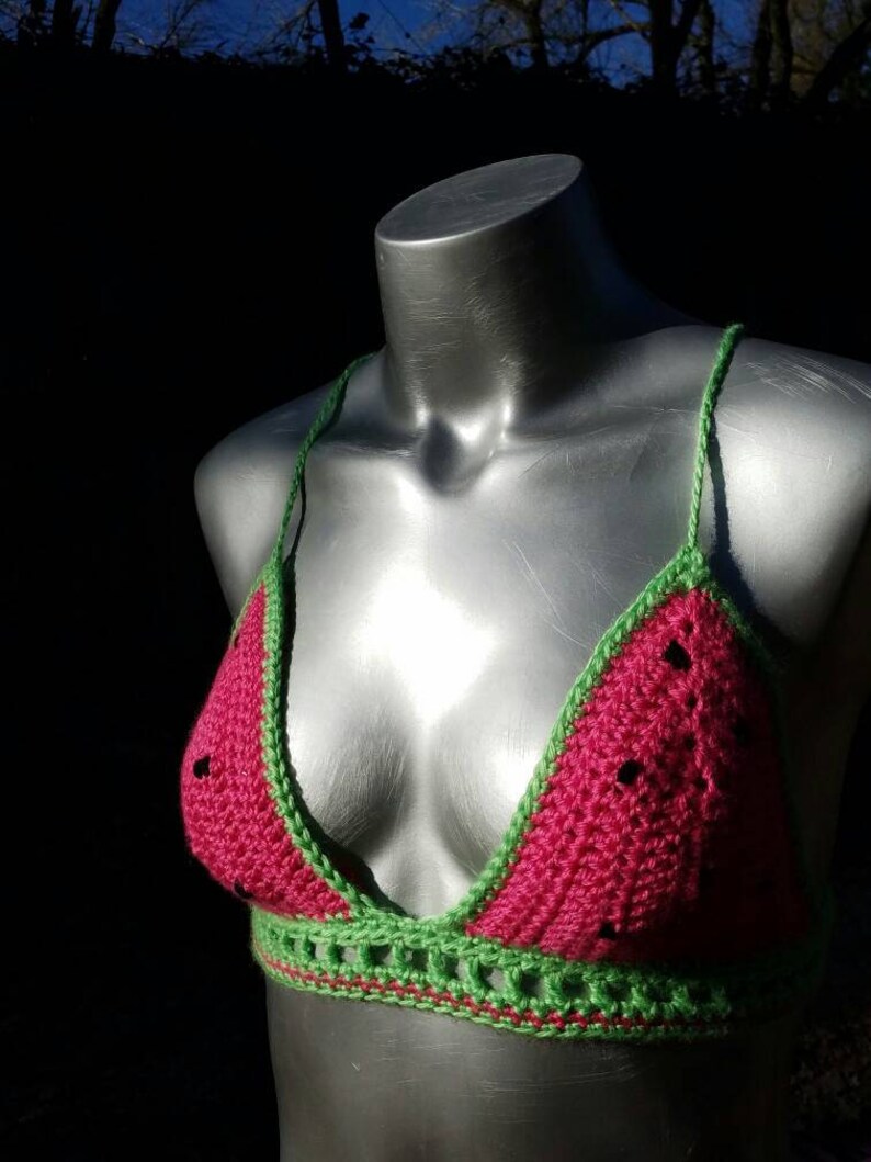 Watermelon bralette Summer Top Bikini Top Crochet Top Crop Top Vegan Crochet