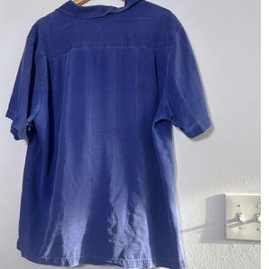Tommy Bahama Camp Shirt Blue 100% Silk Floral Textured Distressed Short Sleeve image 6