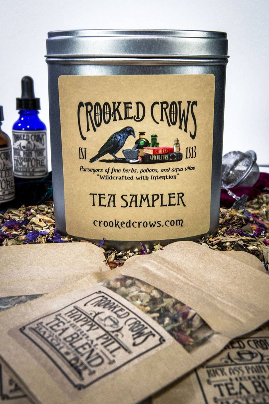 Herbal Tea Sampler Tin Six Crooked Crows Apothecary Blends With Charm ...