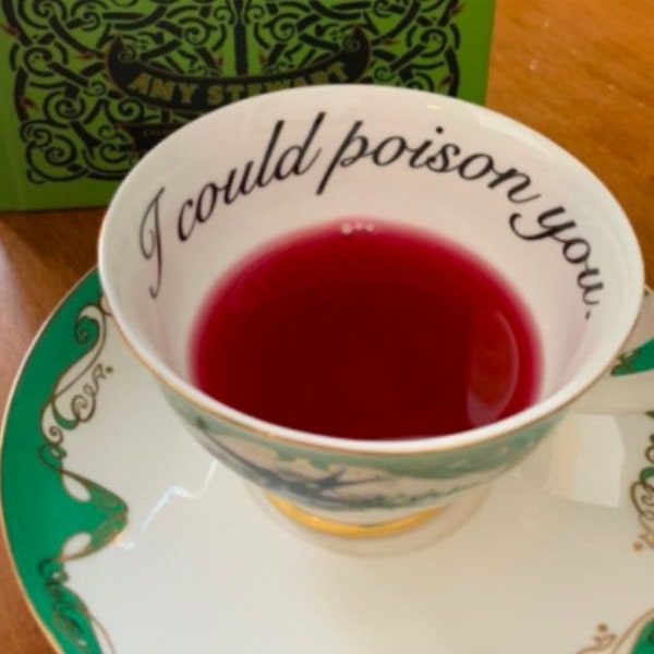 Green Insult Teacup "I Could Poison You" Collection FREE SHIPPING gift set sampler in Velvet Bag