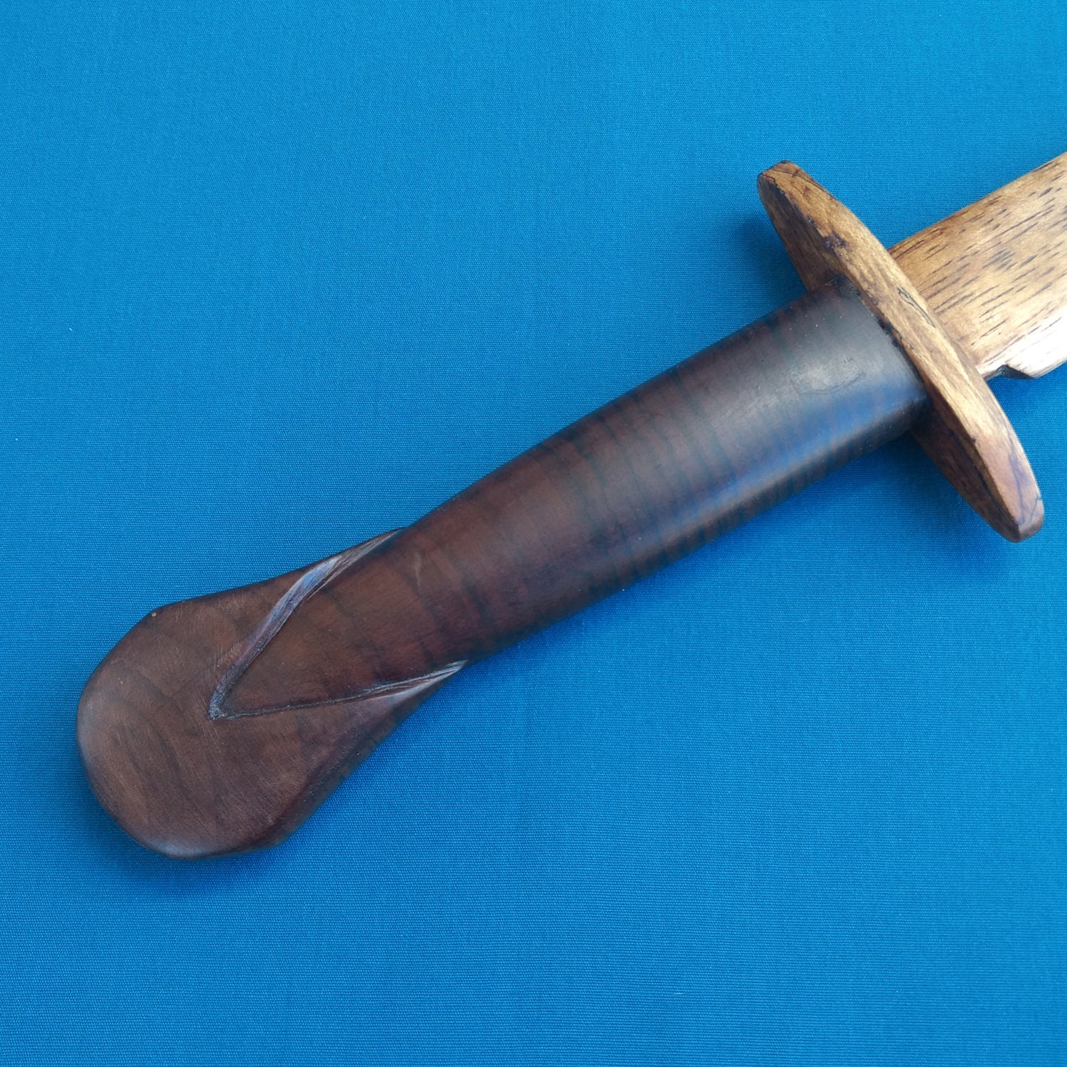 Hand Carved Wooden Knife Black Walnut Handle Oak Blade Maple Etsy