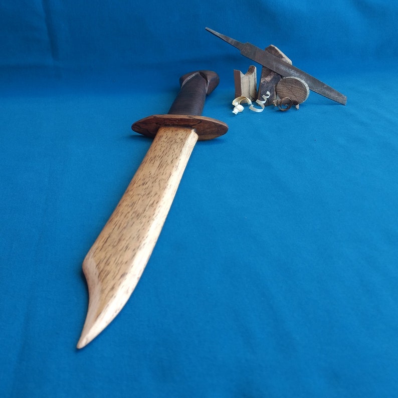 Hand Carved Wooden Knife Black Walnut Handle Oak Blade Maple Etsy