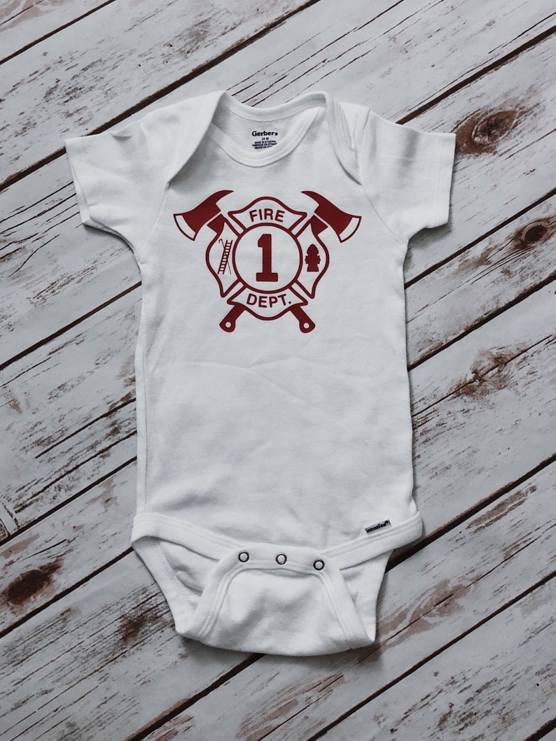 Firefighter Onesie Fire Department Baby Firefighter Baby Etsy