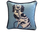 staffordshire blue dog 10 quot blended down pillow textile art made to order