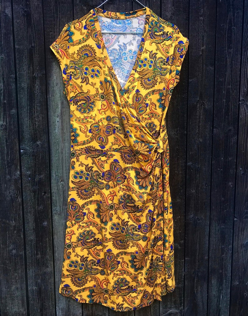 Indian vibrant floral wrap dress made in India size SM