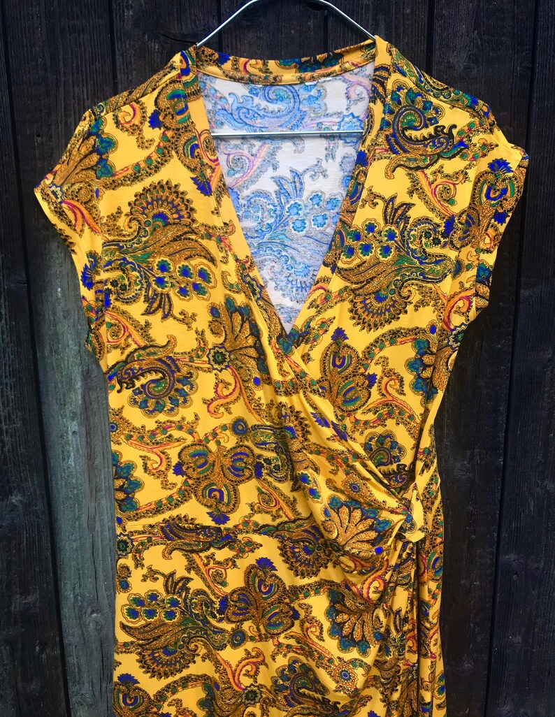 Indian vibrant floral wrap dress made in India size SM