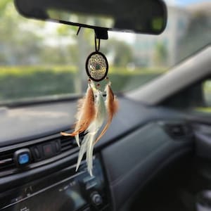 Atrapasueños marrón menta para coche: colgante para espejo retrovisor