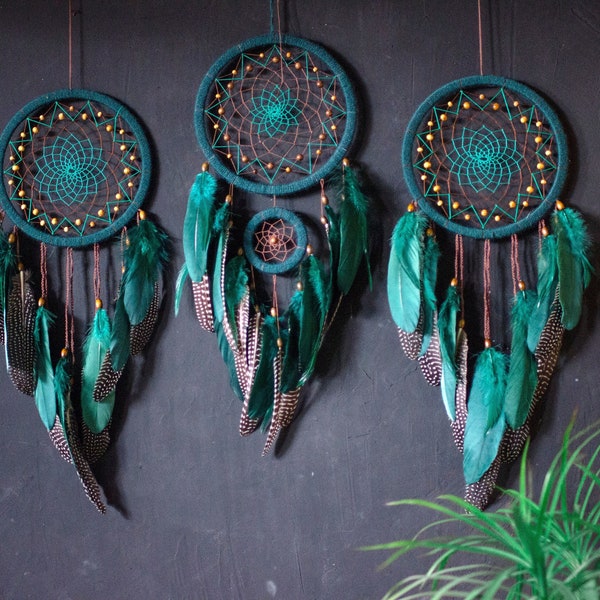 Green Dream catcher Boho Natural Dreamcatcher green. Not Native American. Dream catcher inspired by Native American Authentic dreamcatchers