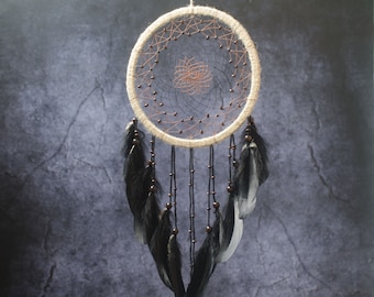 Black Feather Dreamcatcher: Boho Home Decor (9.5" Hoop)