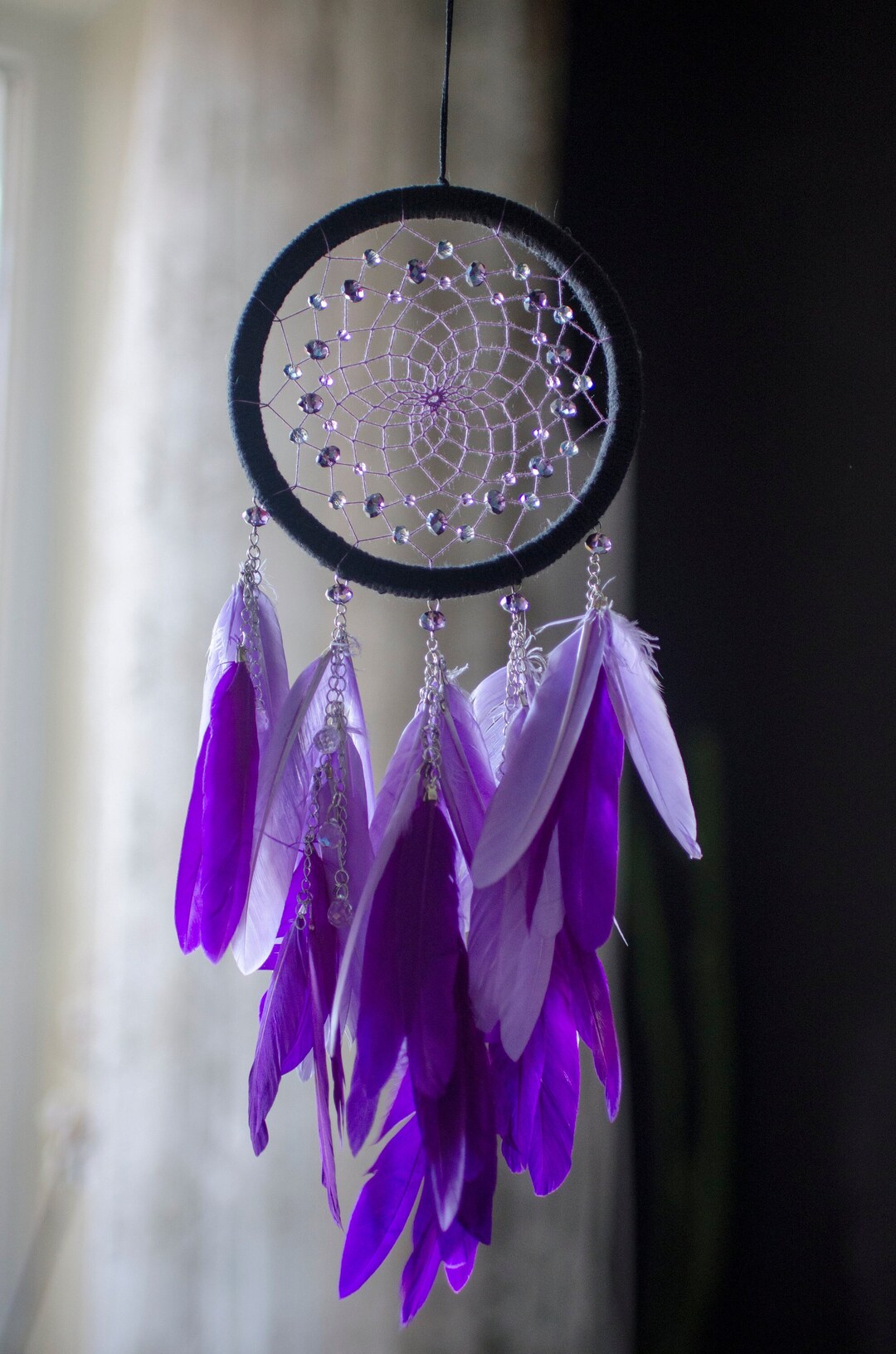 Gradient Dream Catcher | Purple Dreamcatcher With Teardrop