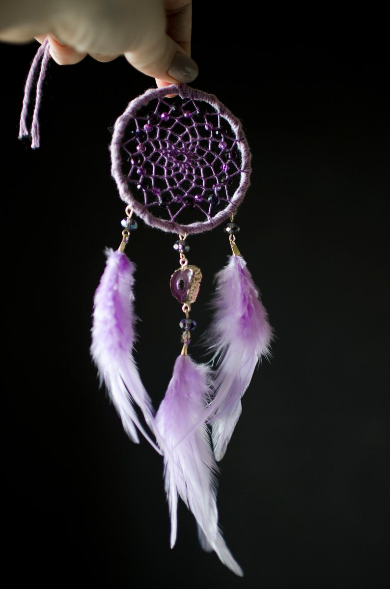 Light Purple Dream Catcher Car Charm With Crystal for Rear Etsy