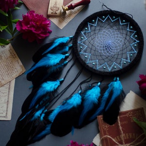 Handmade Black and Blue Dream Catcher With Turquoise - Perfect Birthday ...