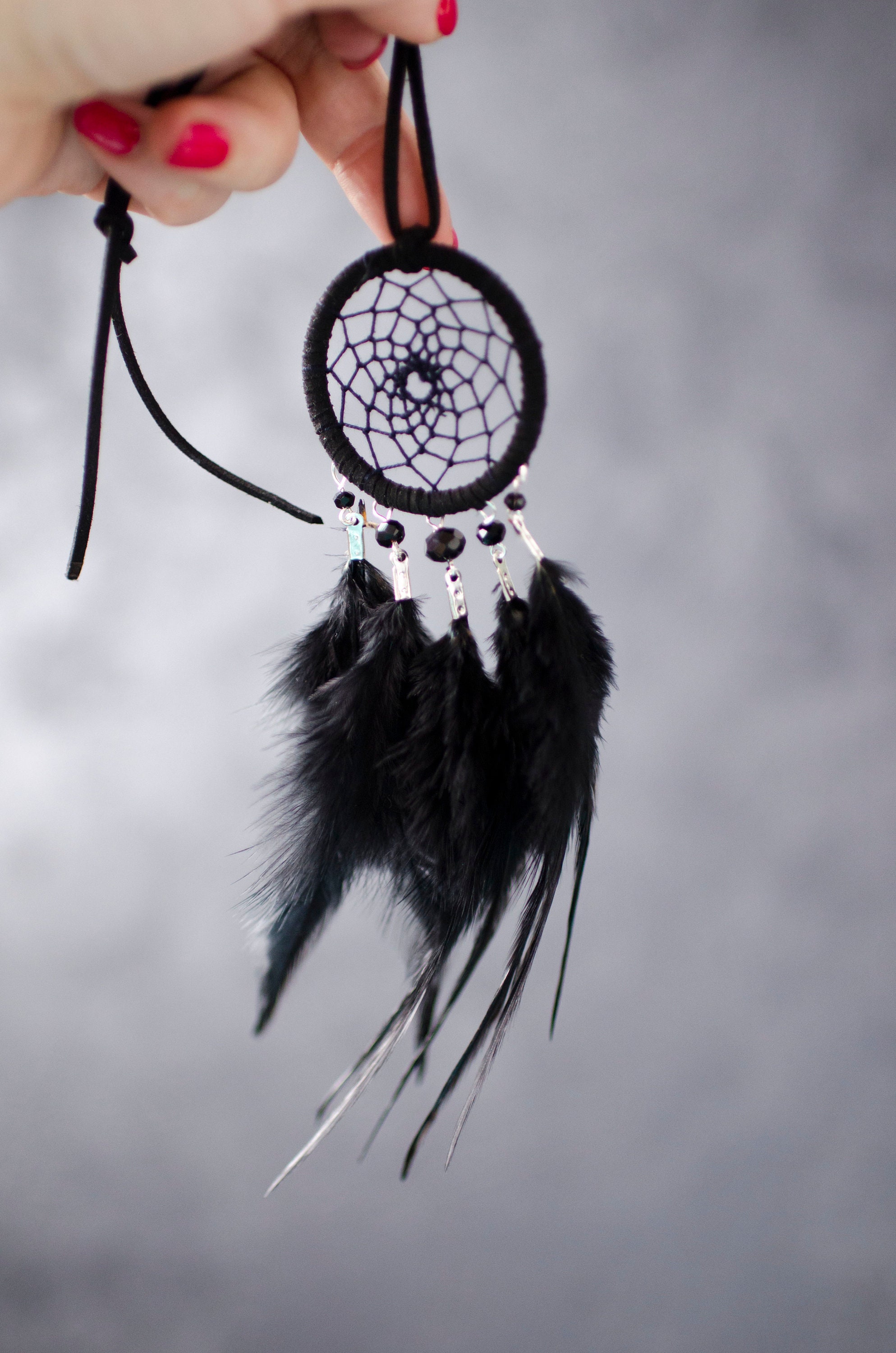 Black Dream Catcher Car Size/ Total Black Car Dreamcatcher for - Etsy