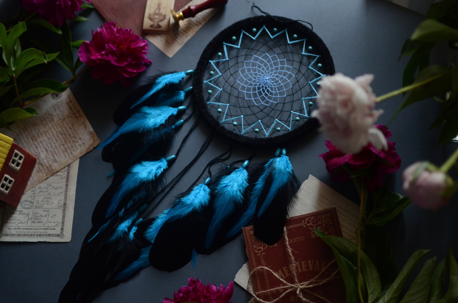 Handmade Black and Blue Dream Catcher With Turquoise - Perfect Birthday ...