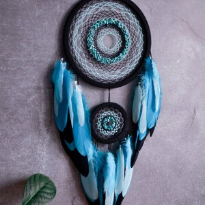 Dream Catcher With Turquoise Rocks. Large Mint Blue Dreamcatcher ...