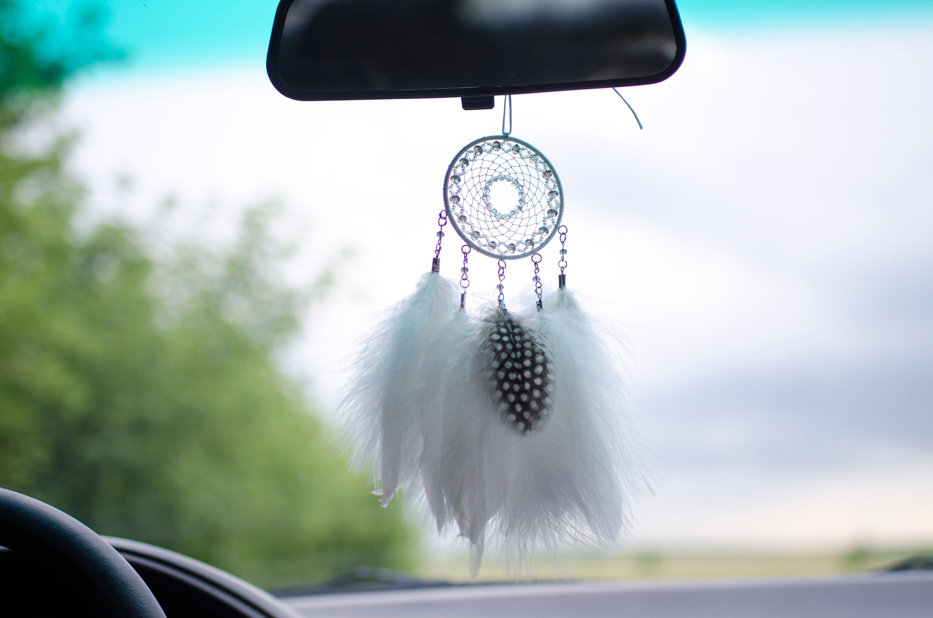 Car dream catcher Small white dreamcatcher car rear view Etsy