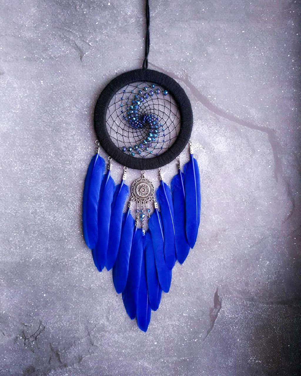 Royal blue dream catcher. Small dainty dreamcatcher. Etsy