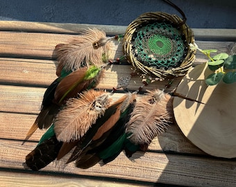 Willow Dreamcatcher: Brown & Green Boho Wall Hanging
