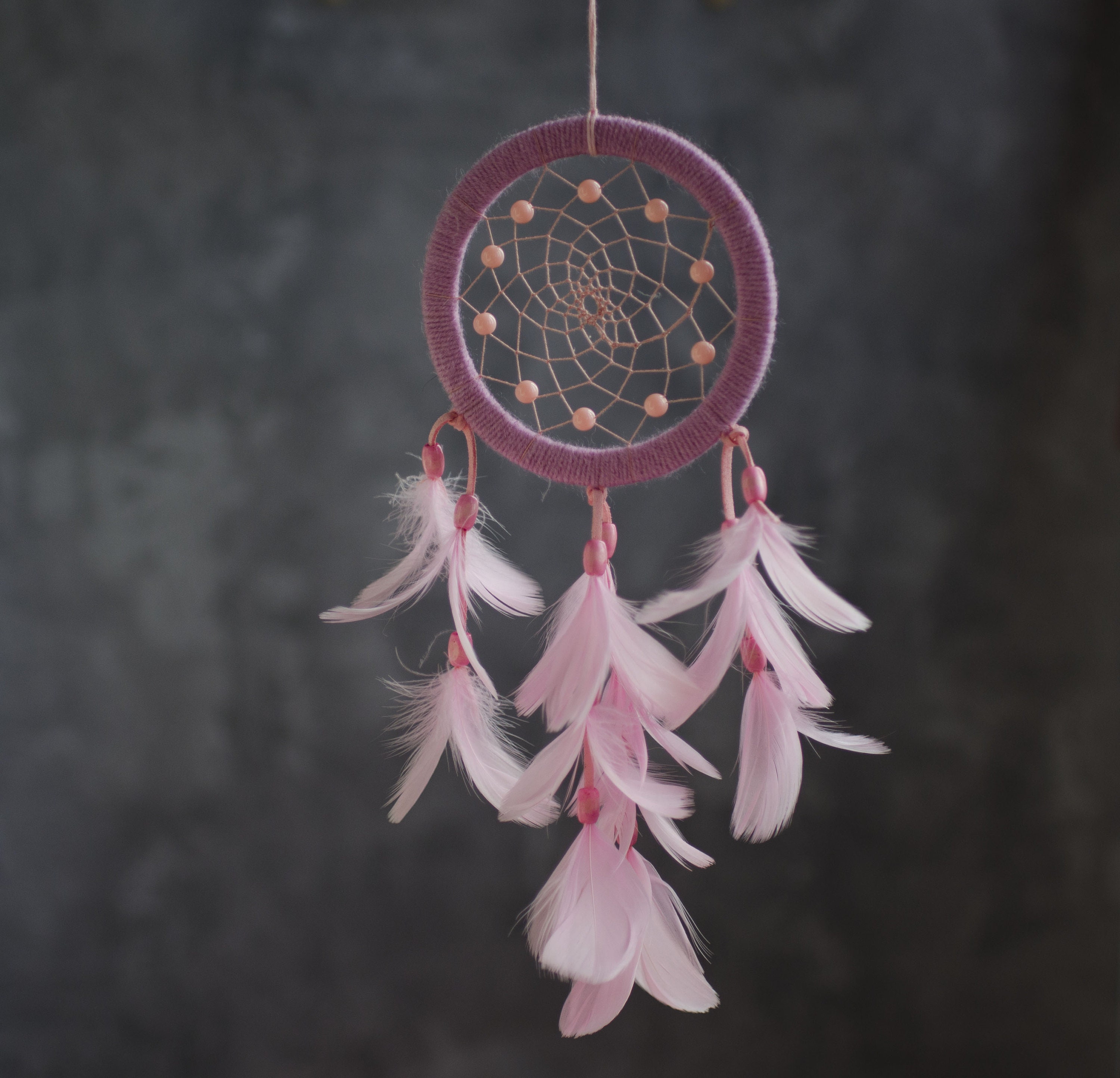 Nursery baby pink dream catcher. Pink dreamcatcher for girls. Etsy