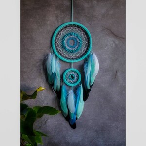 Dream Catcher With Turquoise Rocks. Large Mint Blue Dreamcatcher ...