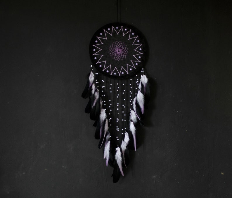 Black Dream Catcher. Purple Wall Hanging Decor. Large Etsy