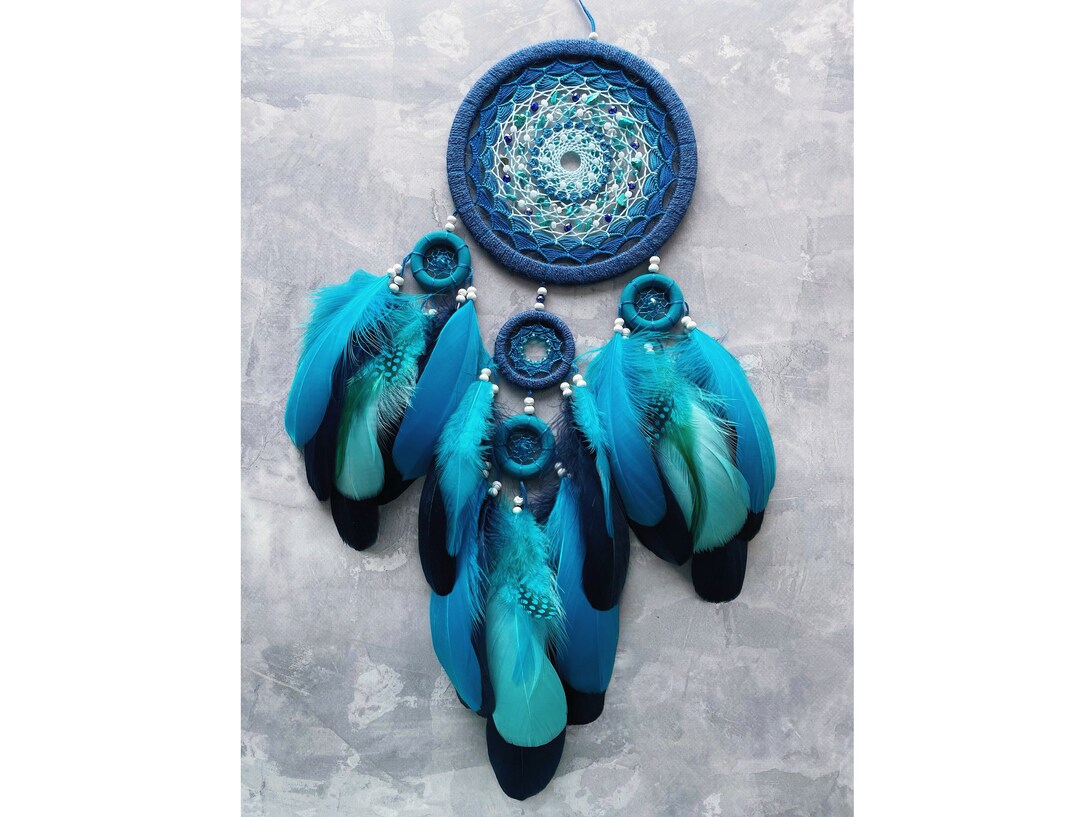Mint Blue Dream Catcher With Turquoise Rocks - Bohemian Nursery Wall ...