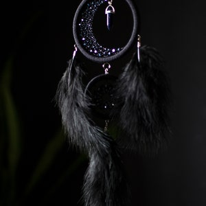 Black Crescent Moon Dream Catcher With Crystal - Etsy
