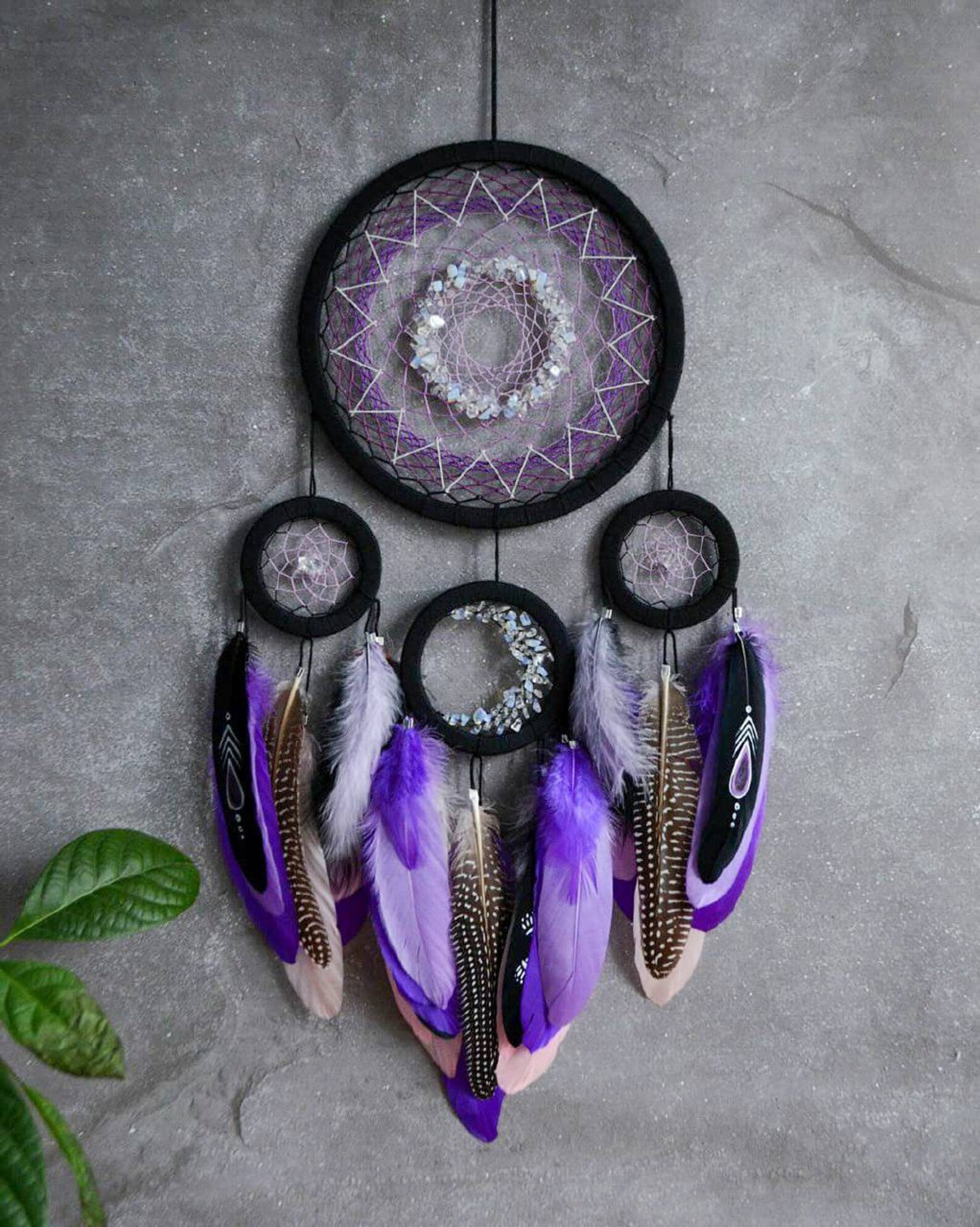 Large Dream Catcher With Crystals. Moonstone Dreamcatcher. Etsy India