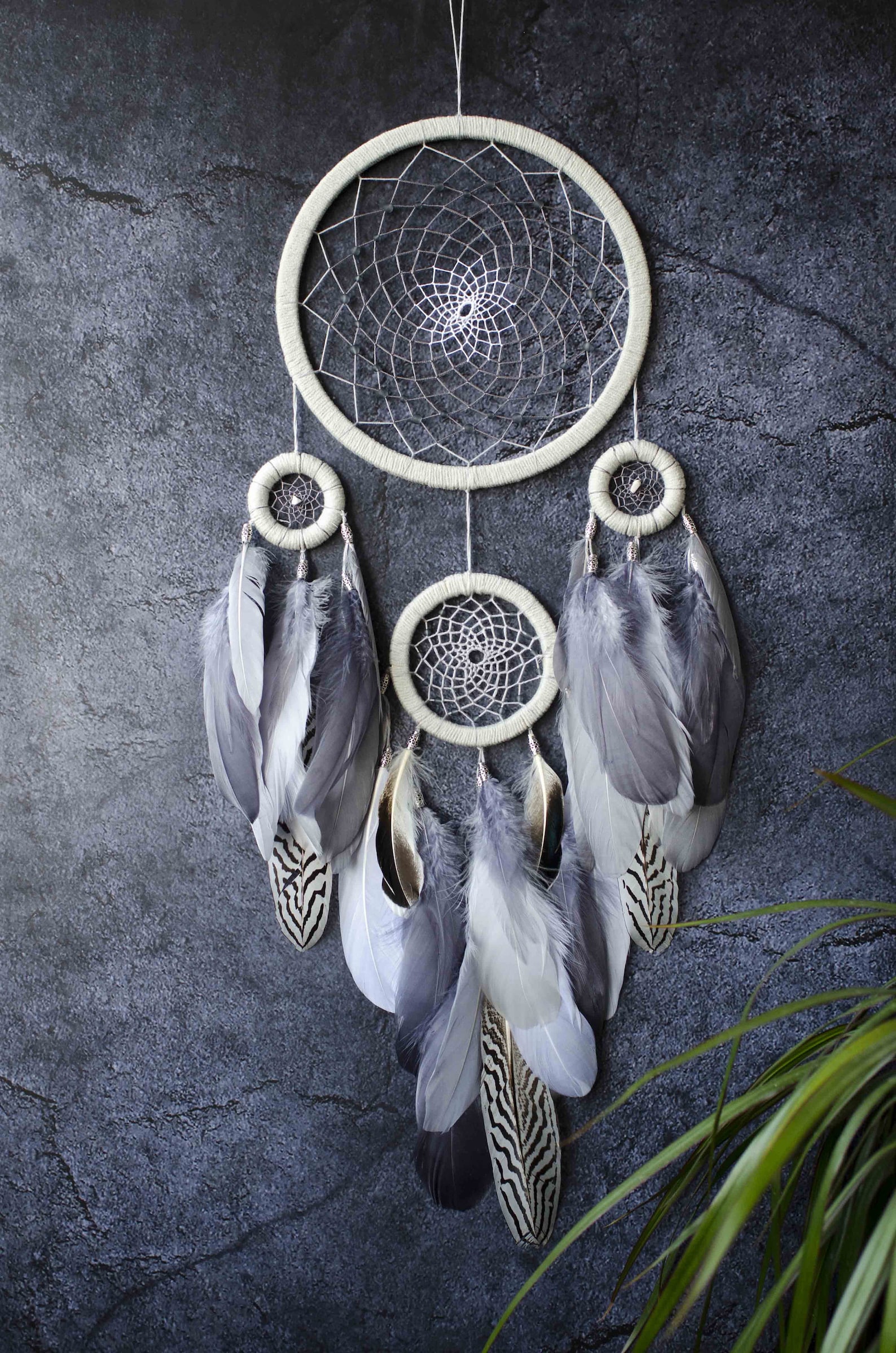 Gray Dream Catcher Large Dreamcatcher Wall Hanging | Etsy