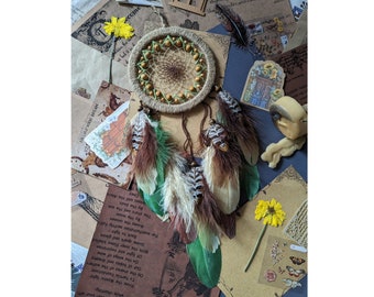 Handcrafted Natural Green Brown Dreamcatcher - Authentic Native American-Inspired Design | Perfect Birthday Gift Idea