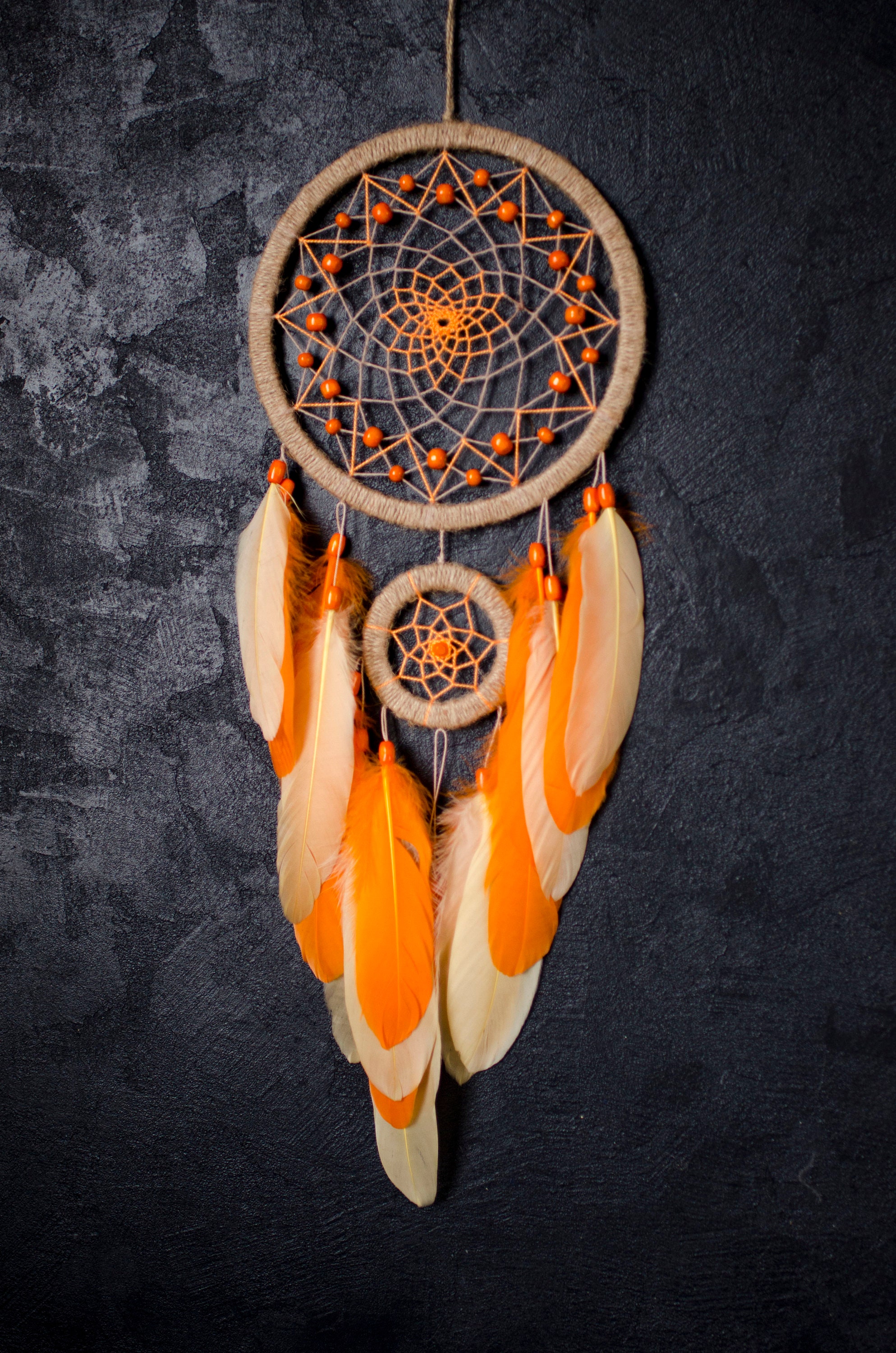 Orange dream catcher/ Large beige dream catcher boho wall Etsy 日本