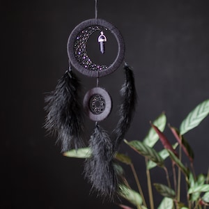 Crescent Moon Dream Catcher With Aventurine Crystal. Black and Green ...