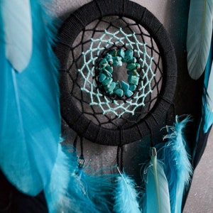 Dream Catcher With Turquoise Rocks. Large Mint Blue Dreamcatcher ...