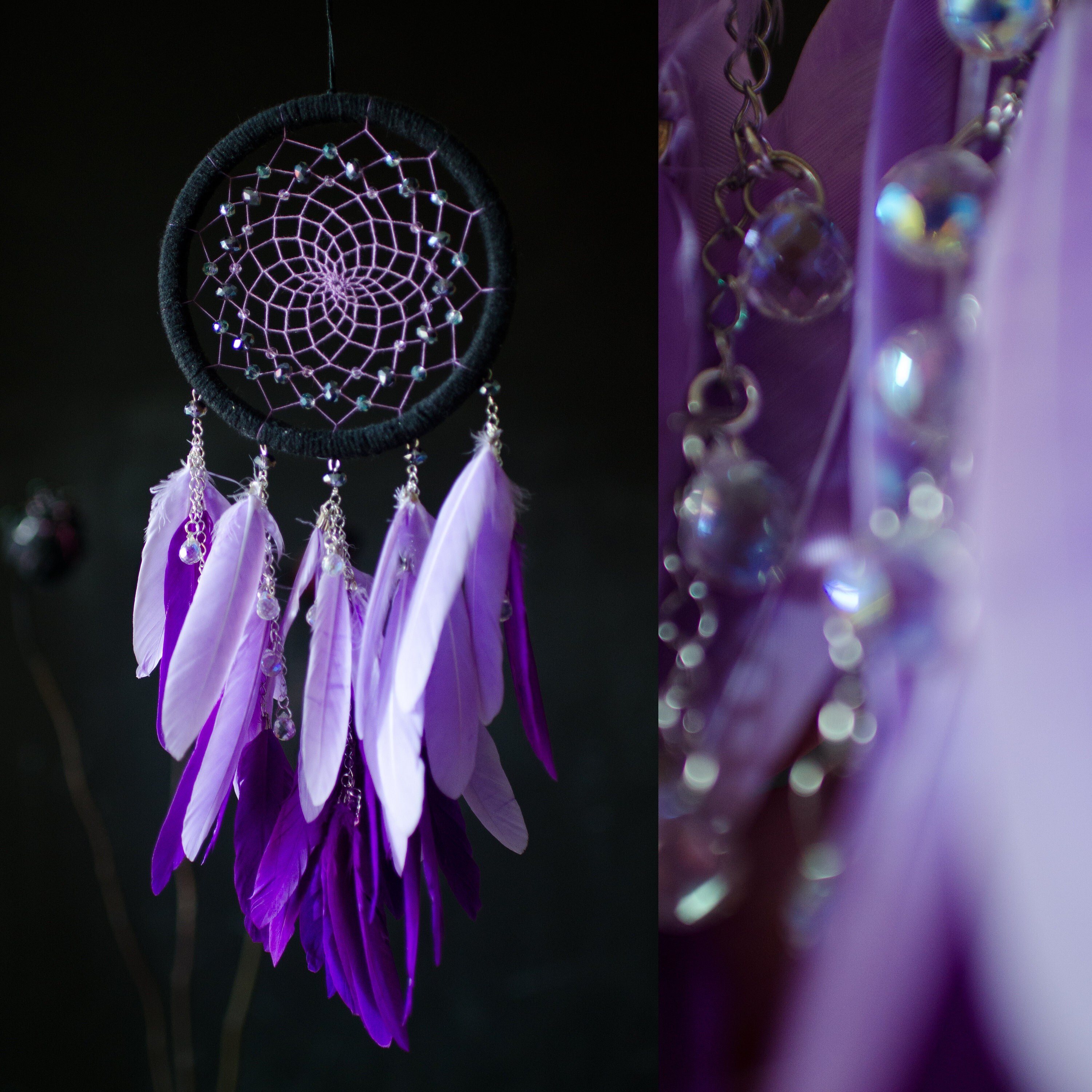 Gradient Dream Catcher | Purple Dreamcatcher With Teardrop Sparkling ...