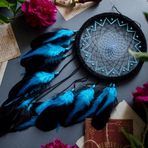 Handmade Black and Blue Dream Catcher With Turquoise - Perfect Birthday ...
