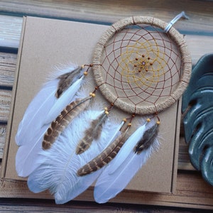 Natural Dreamcatcher: Farmhouse Nursery Wall Hanging with Feathers