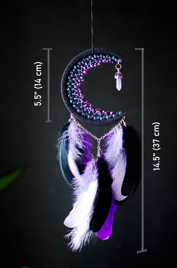 Triple Moon Dream Catcher Set/ Waxing Full Waning Moon/ Purple