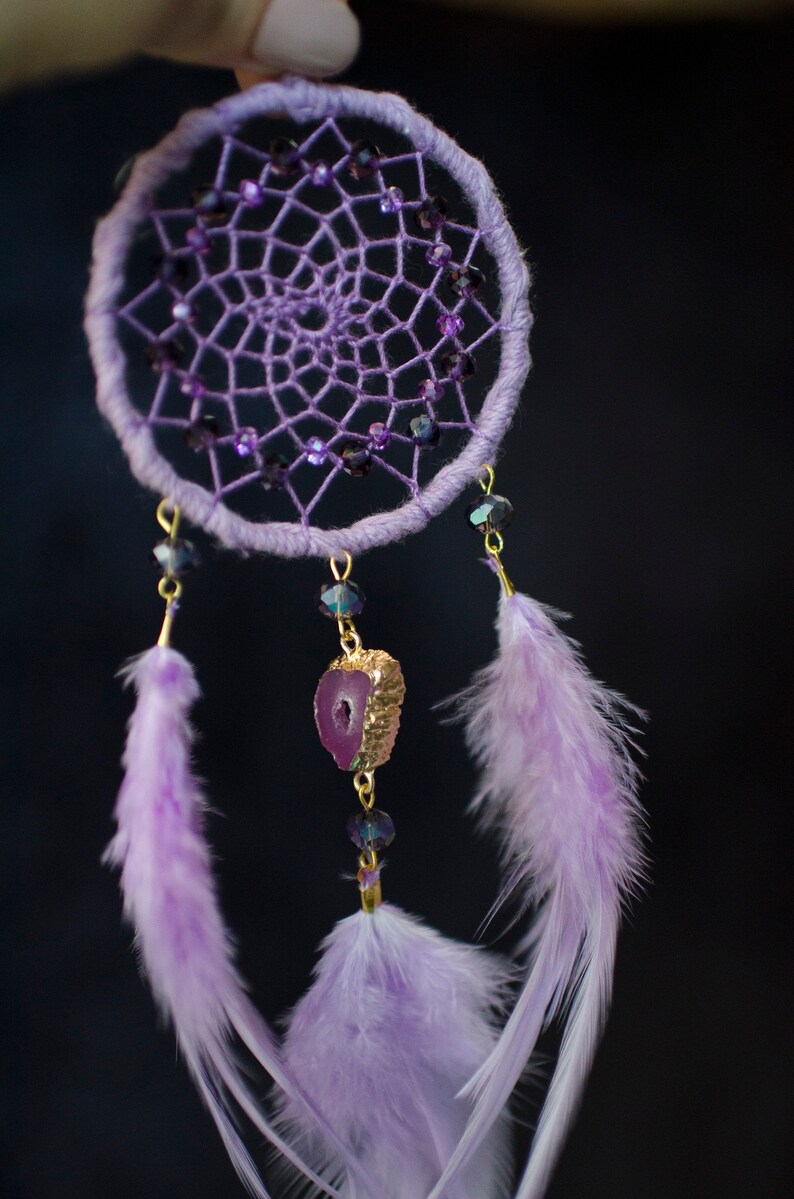 Light Purple Dream Catcher Car Charm With Crystal for Rear Etsy